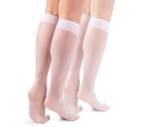 LORES Basic Medias de rodilla para mujer 15 DEN Alta Pop Mate Semitransparente 2 pares Natalie, Blanco, Talla única