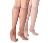 LORES Basic Medias de rodilla para mujer 15 DEN Alta Pop Mate Semitransparente 2 pares Natalie, Talla única
