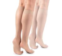 LORES Basic Medias de rodilla para mujer 15 DEN Alta Pop Mate Semitransparente 2 pares Natalie, Visón., Talla única