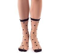 LORES - Calcetines cortos con estampado de fantasía para mujer, talla única, 20 DEN, Cuori Natural, talla única
