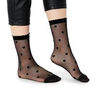 LORES - Calcetines cortos con estampado de fantasía para mujer, talla única, 20 DEN, Cuori Nero, talla única