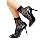 LORES - Calcetines cortos con estampado de fantasía para mujer, talla única, 20 DEN, Leopardo, talla única