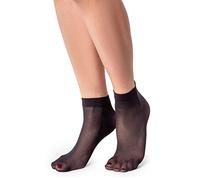 LORES Calcetines de corte bajo para mujer semi-transparentes clásicos básicos hasta el tobillo tacones altos nude acabado mate 1 par 30 DEN Classici, Nerón, talla única