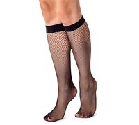 LORES Calcetines hasta la rodilla para mujer, estilo red, talla libre, patrón de diamante, Eli Nero, Talla única