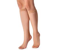 LORES Calcetines hasta la rodilla para mujer, estilo red, talla libre, patrón de diamante, Nana Visone, Talla única