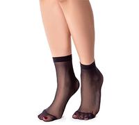 LORES Calcetines semitransparentes de corte bajo para mujer, invisibles, de nailon, suaves, cómodos, talla única, 15 DEN, 2 pares, Nerón, Talla única