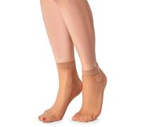LORES Calcetines semitransparentes de corte bajo para mujer, invisibles, de nailon, suaves, cómodos, talla única, 15 DEN, 2 pares, Golde, Talla única