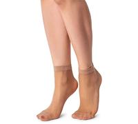 LORES Calcetines semitransparentes de corte bajo para mujer, invisibles, de nailon, suaves, cómodos, talla única, 15 DEN, 2 pares, Visone, Talla única