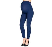 LORES Leggings de Maternidad Azul Marino para Mujer, sin Costuras, de Longitud Completa, Banda elástica, Soporte para Golpes, Cintura Alta, 90 DEN, Prussia, Size L/XL