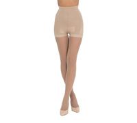 LORES Medias Adelgazantes Nude de Cintura Alta con Compresión Control Top Efecto Push Up y Moldeado, Natural L/XL