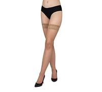 LORES Medias de Red con Sujeciones de Encaje para Mujer con Estampado de Malla de Pescado, Medias de Red de Malla Alta, Medias de Encaje, Medias de Rodilla para Burlesque, Visone, M-L