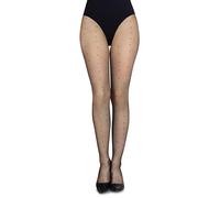 LORES Medias finas negras Matt Semi Sheer Ladies Pantyhose con patrón de diamantes de la escuela de oficina traje estampado sexy, Punto 20 Nero, M/L