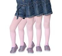 LORES Medias lisas para niñas y niños, 3 pares, para ballet, baile, escuela, 40 denier, opacas, fabricadas en Italia, rosa., 3-4 años