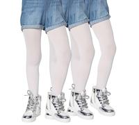 LORES Medias lisas para niñas y niños, 3 pares, para ballet, baile, escuela, 40 denier, opacas, fabricadas en Italia, blanco, 5-6 años