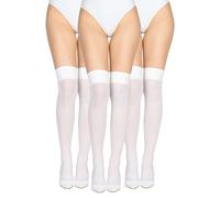 LORES Multipack - Calcetines de microfibra opacos para mujer, hasta la rodilla, hasta el muslo, calcetines cálidos para niña, cosplay, 60 den, 3 pares, blanco, Talla única