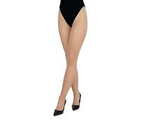 LORES Nude - Medias para mujer, 20 denier, clásicas, lisas, semitransparentes, medias completas, medias naturales, trocadero, natural, L