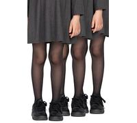 LORES Paquete de 3 medias para niñas lisas escolares semitransparentes clásicas con pie para danza ballet uso diario 20 DEN Tonia, Nero 9-10 años