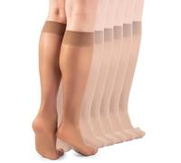 LORES Ropa Mujer - Medias Mujer Elegantes Verano, Pack 6 Pares, 15 Deniers, Suaves, Antideslizantes, Transpirables, Sin Costuras, Para Oficina y Viaje, Bronce, talla única