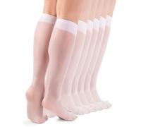 LORES Ropa Mujer - Medias Mujer Elegantes Verano, Pack 6 Pares, 15 Deniers, Suaves, Antideslizantes, Transpirables, Sin Costuras, Para Oficina y Viaje, Blanco, talla única