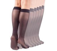 LORES Ropa Mujer - Medias Mujer Elegantes Verano, Pack 6 Pares, 15 Deniers, Suaves, Antideslizantes, Transpirables, Sin Costuras, Para Oficina y Viaje, Gris, talla única