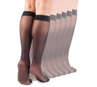 LORES Ropa Mujer - Medias Mujer Elegantes Verano, Pack 6 Pares, 15 Deniers, Suaves, Antideslizantes, Transpirables, Sin Costuras, Para Oficina y Viaje, Negro, talla única