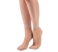 LORES Sheer - Calcetines tobilleros para mujer, talla libre, con suela de masaje, nailon invisible, 20 DEN, masaje, natural, Talla única