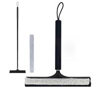 LORESJOY Limpiacristales Ducha Extensible Limpiacristales Baño Hogar, Mango Retráctil Telescópico 120cm, Silicona Antideslizante, Rasqueta Goma, Limpieza Cristales Mamparas Espejos Ventanas (A)