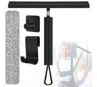 LORESJOY Rasquetas Limpiacristales para Ducha de Silicona con Soporte, 23.5-95cm Limpiacristales con Mango Extensible, Rasqueta limpiacristales y Microfibra Ventana Arandela