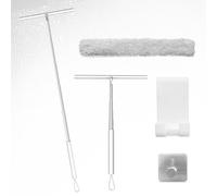 LORESJOY Rasquetas Limpiacristales para Ducha de Silicona con Soporte, Limpiacristales con Mango Extensible, Rasqueta limpiacristales y Microfibra Ventana Arandela (Blanco)