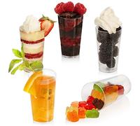 Loreso - Vaso alto, mini tirador redondo de postre de plástico transparente, reutilizable, reutilizable para fiestas de degustación, pequeño tirador redondo, 96CT - 3.0 Ounce Round Tall Cup