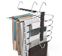 Loretoy Paquete de 2 Perchas para Pantalones Que ahorran Espacio, Estante Multifuncional Antideslizante para Pantalones, Tubo de Acero Inoxidable Grueso, Dos Modos de Colgar, Almacenamiento en el