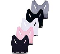 LOREZA ® 5 Sujetador Bustier para Niñas Ropa Interior Camiseta de Tirantes Algodón- Modelo 2-10-11 años