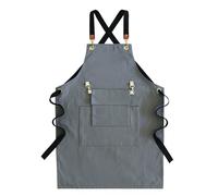 Lorheyar Delantal De Trabajo De Denim Ajustable con Tirantes Cruzados Y Múltiples Bolsillos para Cocina, Barbacoa, Taller, JardineríaGrey,1