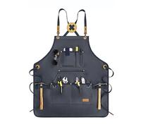 Lorheyar Delantal De Trabajo De Lona Resistente con Bolsillos para Herramientas - Impermeable, Correas En X Ajustables para Hombre Y MujerBlue,1