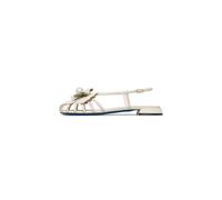 Loriblu- Sandalias planas de piel napa con decoración de flores- Shoes- Mujer- Blanco- 37 EU- Sandalias planas de piel napa con decoración de flores