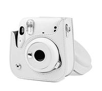 LORIER Bolsa de Fotos instantánea PU Bolso de la Caja de Cuero for la cámara de la Correa del Hombro Photo Bag Fit for Fujifilm Instax Mini 11 Estuche para la Camara (Color : Wit)