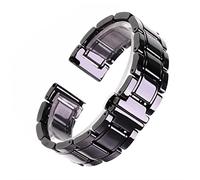 LoRier Correa de cerámica universal de 24 mm Blanco Black Rose Gold Men's y correa de mujer Correa de pulsera correa de reloj (Color : Black and black, Size : 24mm)