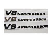 LORIER Cromo/mate negro/brillante negro V8 kompressor Cartas insignia emblema emblemas calcomanía pegatina apta for Mercedes Benz Amg v8kompressor Pegatinas y pegatinas con logotipos. (Size : Glo