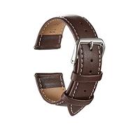 LoRier Genuine Leather Strap Calfskin Replacement Strap 18 Mm 20 Mm 22 Mm 24 Mm Watch Accessory Men's And Women's Soft Strap correa de reloj (Color : Brown White Line, Size : 22mm)