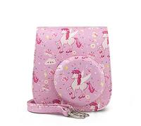 LORIER PU Leather Camera Bag Shoulder Strap Bag Camera Protective Cover Bag Fit For Fujifilm Fit For Mini 11 9 8 Estuche para la Camara (Color : Unicorn Pink)