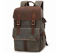 LORIER Retro Batik Impermeable Lona cámara de Gran Capacidad Video Mochila Viajar Casual Hombre DSLR FOTOGH FOTURES Hombres Bolso Caso Tripod Estuche para la Camara (Color : Army Green)