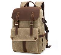 LORIER Retro Batik Impermeable Lona cámara de Gran Capacidad Video Mochila Viajar Casual Hombre DSLR FOTOGH FOTURES Hombres Bolso Caso Tripod Estuche para la Camara (Color : Khaki)