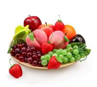 Lorigun Paquete de Frutas Falsas, Frutas Artificiales para decoración, Simulación de Frutas Falsas para sesión de Fotos, Manzanas Artificiales Melocotones Uvas Fresas, 13 Piezas/Set