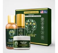 LORIINI Meg-Collection - Juego completo de cuidado de la piel con limpiador MegFresh, suero MegPep y crema hidratante MegBright, incluye herramienta Gua Sha gratis