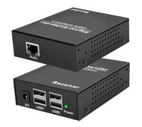 LornCeng Extensor USB a RJ45 a través de Cat5e/6/7 hasta 150 m, 4 puertos USB 2.0, extensor Ethernet USB sobre interruptor Gigabit IP, Plug and Play para Windows, MacOS, Android, Linux, con un