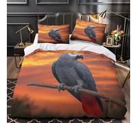 Loro africano Funda de Edredón Diseño 3D Juego de 3 Piezas Cremallera Oculta incluye Fundas de Almohada Lavables Escena de naturaleza y vida silvestre Funda Edredon for Adultos Single（135x200cm）