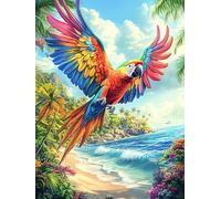 Loro ara arcoíris volando sobre una playa Rompecabezas 500 Piezas Cartón Grueso Para Coleccionistas Dibujo Animado de Paisajes de Cuento de Hadas Eventos Team Building Ocio En Casa Regalo Fin De Año M