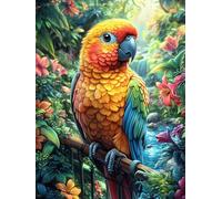 Loro ara en el Bosque mágico Rompecabezas 500 Piezas Cartón Grueso para Coleccionistas Paisajes y Ciencia ficción Mejora Memoria Desarrollo Cognitivo Diversión Familia Regalo Reyes Magos 500 PCS