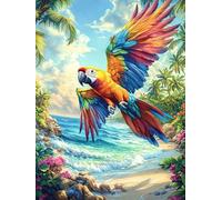 Loro ara Volando sobre una Playa Tropical Puzzle 500 Piezas Papel Mayores Sueño Mágico de Ciencia Ficción Alivio Ansiedad Actividad para La Mente Ocio Tranquilo En Casa Más Vendido R