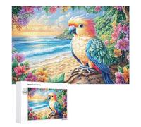 Loro Colorido en la Rama en Sunset Beach Puzzle 1000 Piezas para Adolescentes 14+ Actividad De Fin De Semana Razonamiento Lógico Regalo para Jóvenes 1000 PCS